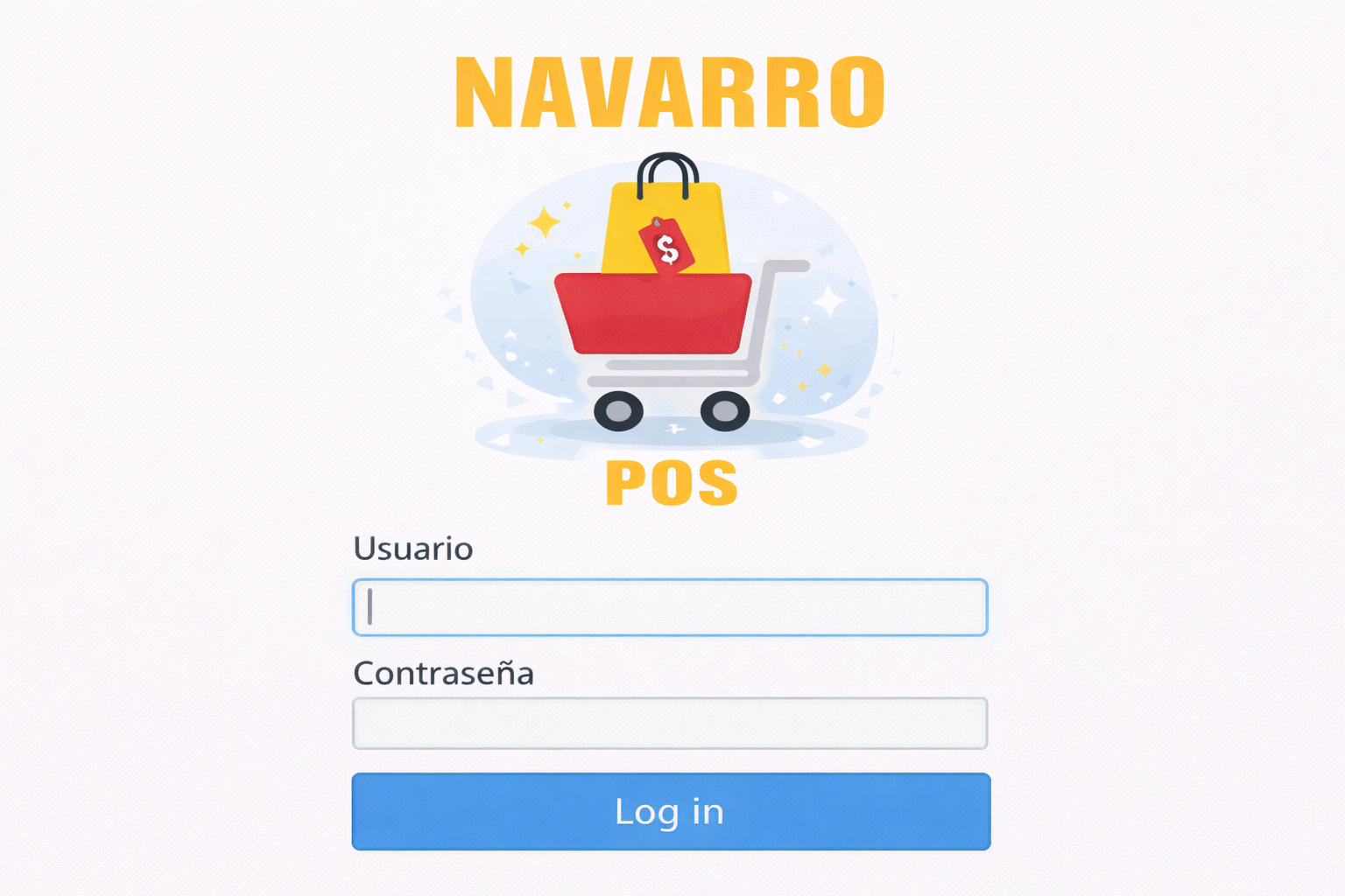Pantalla de inicio de sesión del sistema Navarro POS