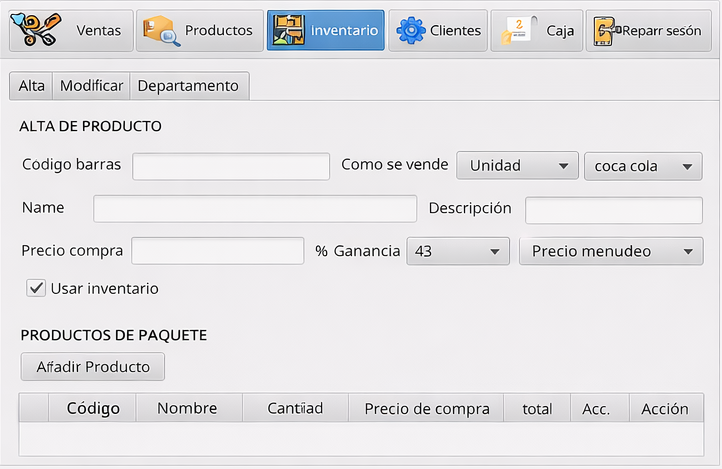 Gestión de productos e inventario en Navarro POS